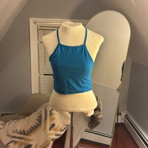 Blue High-Neck Racerback Tank